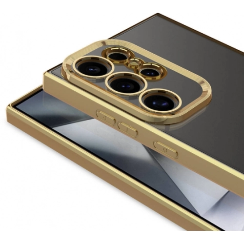 Samsung Galaxy S24 Ultra Kılıf Kamera Lens Korumalı Şeffaf Renkli Logo Gösteren Parlak Kapak - Rose Gold