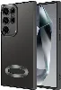 Samsung Galaxy S24 Ultra Kılıf Kamera Korumalı Silikon Logo Açık Omega Kapak - Siyah