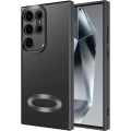 Samsung Galaxy S24 Ultra Kılıf Kamera Lens Korumalı Şeffaf Renkli Logo Gösteren Parlak Kapak - Siyah