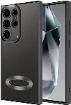 Samsung Galaxy S24 Ultra Kılıf Kamera Korumalı Silikon Logo Açık Omega Kapak - Siyah