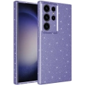 Samsung Galaxy S24 Ultra Kılıf Kamera Korumalı Simli Parlak Lüks Silikon Koton Kapak - Mor