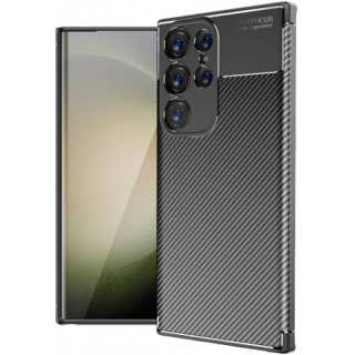 Samsung Galaxy S24 Ultra Kılıf Silikon Parmak İzi Bırakmayan Karbon Soft Negro Kapak - Siyah