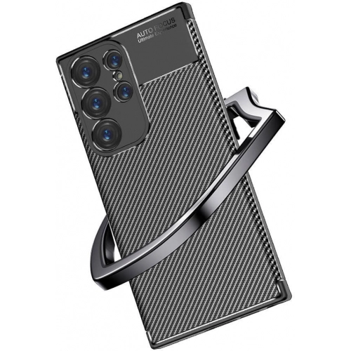 Samsung Galaxy S24 Ultra Kılıf Silikon Parmak İzi Bırakmayan Karbon Soft Negro Kapak - Siyah