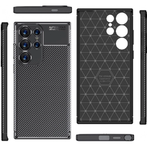 Samsung Galaxy S24 Ultra Kılıf Silikon Parmak İzi Bırakmayan Karbon Soft Negro Kapak - Siyah