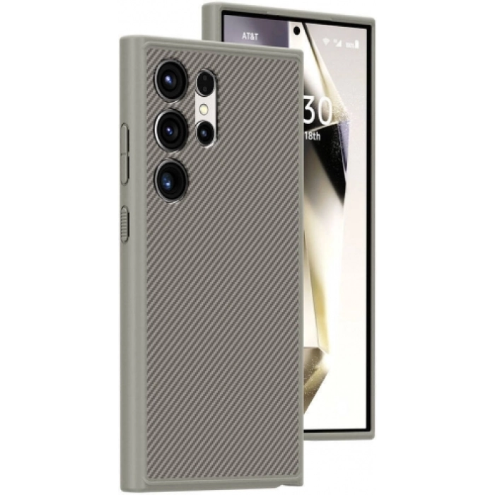 Samsung Galaxy S24 Ultra Kılıf Magsafe Şarj Özellikli Karbon Fiber Görünümlü T-Karbon Kapak - Titanyum-Gri