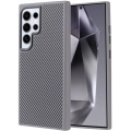 Samsung Galaxy S24 Ultra Kılıf Magsafe Şarj Özellikli Karbon Fiber Görünümlü TPU Zore Troy Kapak - Gümüş