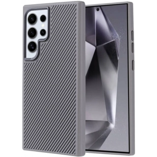 Samsung Galaxy S24 Ultra Kılıf Magsafe Şarj Özellikli Karbon Fiber Görünümlü TPU Zore Troy Kapak - Gümüş