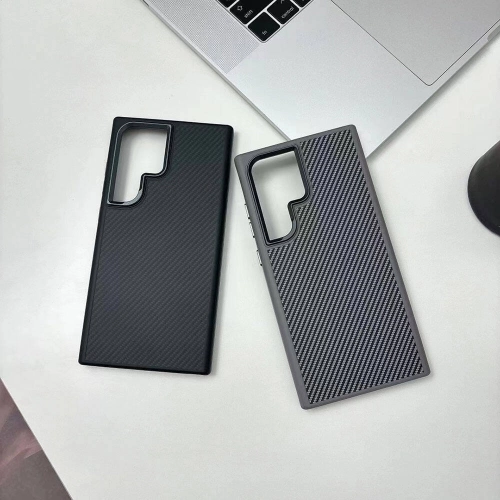 Samsung Galaxy S24 Ultra Kılıf Magsafe Şarj Özellikli Karbon Fiber Görünümlü TPU Zore Troy Kapak - Gümüş