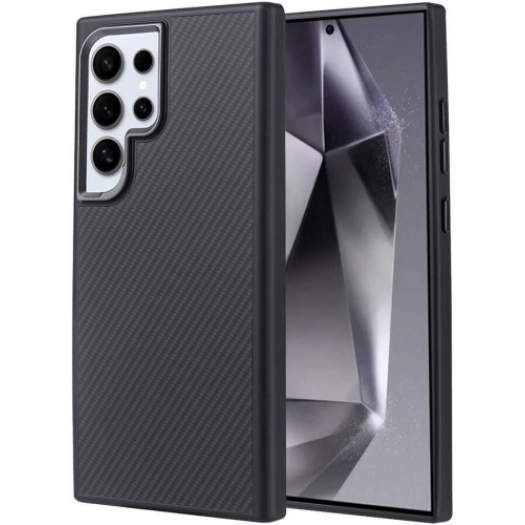 Samsung Galaxy S24 Ultra Kılıf Magsafe Şarj Özellikli Karbon Fiber Görünümlü TPU Zore Troy Kapak - Siyah