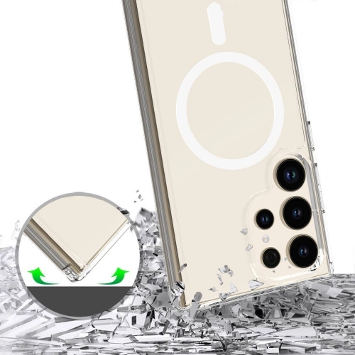 Samsung Galaxy S24 Ultra Kılıf Magsafe Şarj Özellikli Şeffaf Sert PC Embos Kapak - Şeffaf