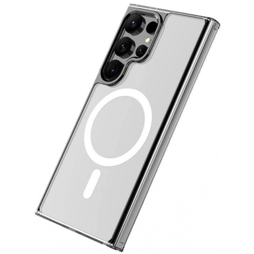 Samsung Galaxy S24 Ultra Kılıf Magsafe Şarj Özellikli Şeffaf Sert PC Embos Kapak - Şeffaf
