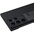 Samsung Galaxy S24 Ultra Kılıf Standlı Suni Deri Sert Karbon Kıpta Kapak - Siyah