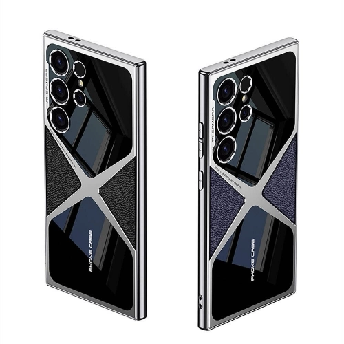 Samsung Galaxy S24 Ultra Kılıf Ultra İnce Kamera Korumalı PC + Deri Arka Yüzey X-Pro Kapak - Siyah