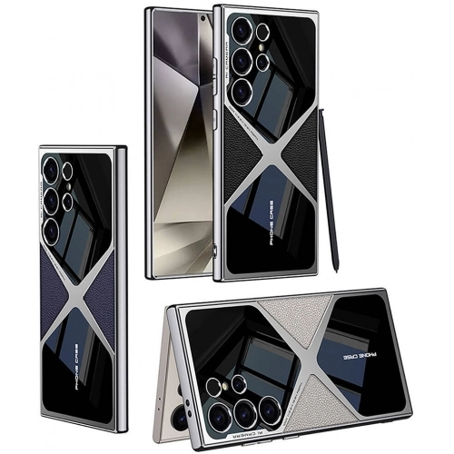 Samsung Galaxy S24 Ultra Kılıf Ultra İnce Kamera Korumalı PC + Deri Arka Yüzey X-Pro Kapak  - Siyah