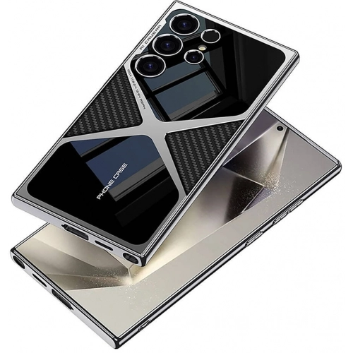 Samsung Galaxy S24 Ultra Kılıf Ultra İnce Kamera Korumalı PC + Deri Arka Yüzey X-Pro Kapak  - Siyah