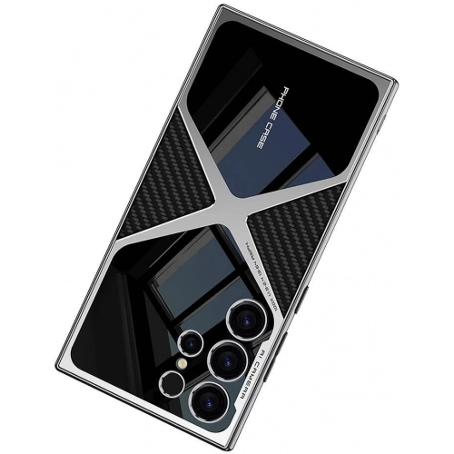 Samsung Galaxy S24 Ultra Kılıf Ultra İnce Kamera Korumalı PC + Deri Arka Yüzey X-Pro Kapak - Siyah