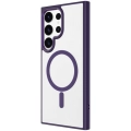 Samsung Galaxy S24 Ultra Kılıf Wireless Şarj Özellikli Zore Krom Magsafe Silikon Kapak - Koyu Mor