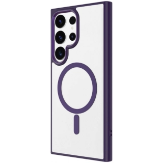 Samsung Galaxy S24 Ultra Kılıf Wireless Şarj Özellikli Zore Krom Magsafe Silikon Kapak - Koyu Mor