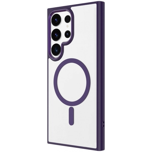 Samsung Galaxy S24 Ultra Kılıf Wireless Şarj Özellikli Zore Krom Magsafe Silikon Kapak - Koyu Mor
