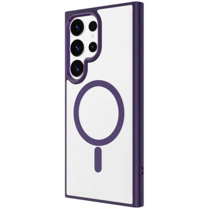 Samsung Galaxy S24 Ultra Kılıf Wireless Şarj Özellikli Zore Krom Magsafe Silikon Kapak - Koyu Mor