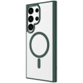 Samsung Galaxy S24 Ultra Kılıf Wireless Şarj Özellikli Zore Krom Magsafe Silikon Kapak - Koyu Yeşil