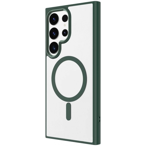 Samsung Galaxy S24 Ultra Kılıf Wireless Şarj Özellikli Zore Krom Magsafe Silikon Kapak - Koyu Yeşil