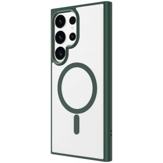 Samsung Galaxy S24 Ultra Kılıf Wireless Şarj Özellikli Zore Krom Magsafe Silikon Kapak - Koyu Yeşil