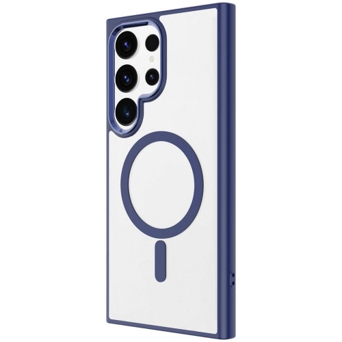 Samsung Galaxy S24 Ultra Kılıf Wireless Şarj Özellikli Zore Krom Magsafe Silikon Kapak - Lacivert
