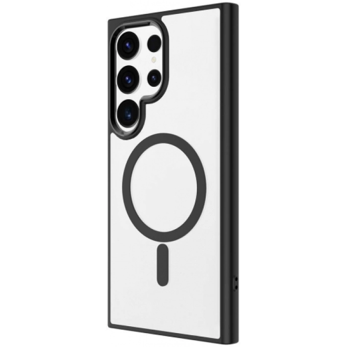 Samsung Galaxy S24 Ultra Kılıf Wireless Şarj Özellikli Zore Krom Magsafe Silikon Kapak - Siyah