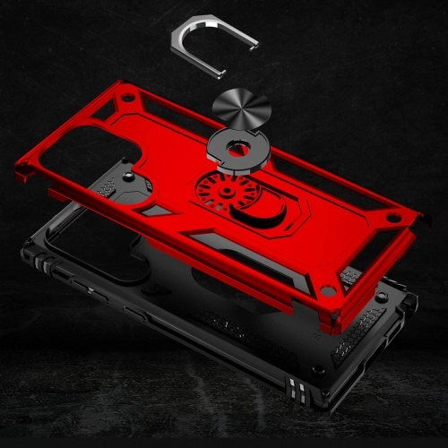 Samsung Galaxy S24 Ultra Kılıf Silikon Zırhlı Standlı Yüzüklü Mıknatıslı Tank Kapak - Lacivert