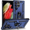 Samsung Galaxy S24 Ultra Kılıf Silikon Zırhlı Standlı Yüzüklü Mıknatıslı Tank Kapak - Lacivert