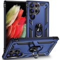 Samsung Galaxy S24 Ultra Kılıf Silikon Zırhlı Standlı Yüzüklü Mıknatıslı Tank Kapak - Lacivert