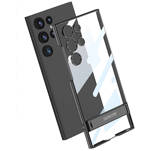 Samsung Galaxy S24 Ultra Kılıf Zore Kamera Korumalı Dikey Standlı Ays Kapak - Siyah