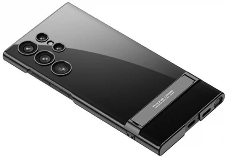 Samsung Galaxy S24 Ultra Kılıf Zore Kamera Korumalı Dikey Standlı Ays Kapak - Siyah