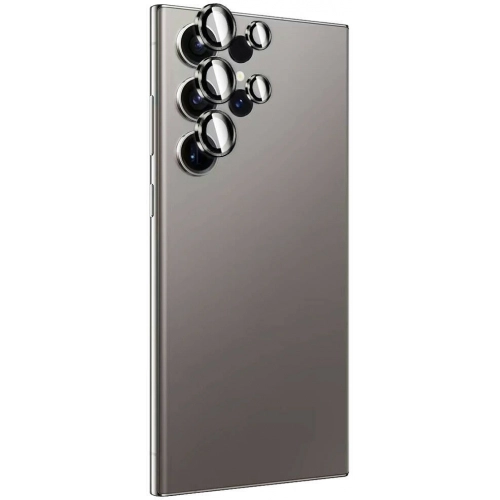 Samsung Galaxy S24 Ultra Lens Koruyucu Titanium Premium Temperli Kamera Lens Koruyucu - Gri