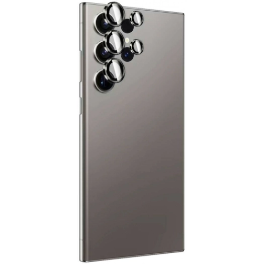 Samsung Galaxy S24 Ultra Lens Koruyucu Titanium Premium Temperli Kamera Lens Koruyucu - Gri