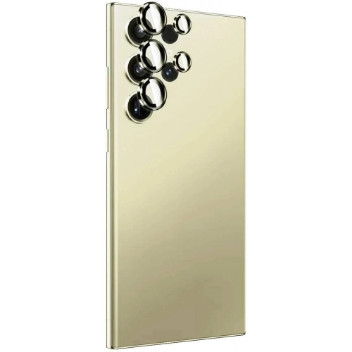 Samsung Galaxy S24 Ultra Lens Koruyucu Titanium Premium Temperli Kamera Lens Koruyucu - Sarı