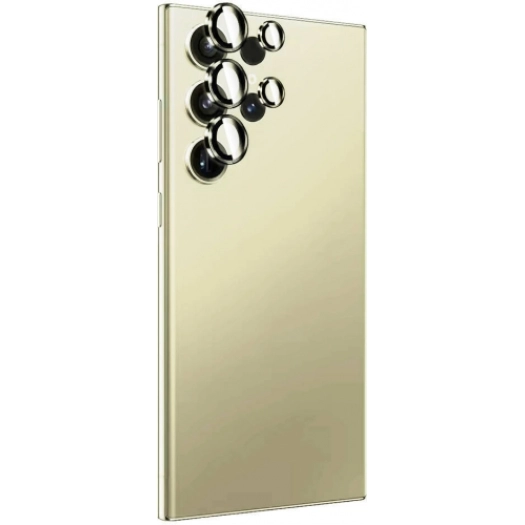 Samsung Galaxy S24 Ultra Lens Koruyucu Titanium Premium Temperli Kamera Lens Koruyucu - Sarı