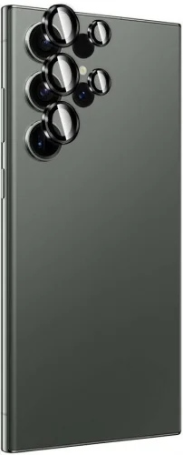 Samsung Galaxy S24 Ultra Lens Koruyucu Titanium Premium Temperli Kamera Lens Koruyucu - Siyah