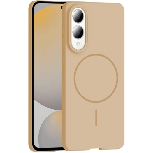 Samsung Galaxy S25 Edge ile Uyumlu Kılıf Magsafe Şarj Özellikli Ruby Silikon Kapak - Desert Titanyum