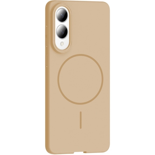 Samsung Galaxy S25 Edge ile Uyumlu Kılıf Magsafe Şarj Özellikli Ruby Silikon Kapak - Desert Titanyum