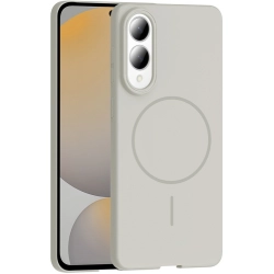 Samsung Galaxy S25 Edge ile Uyumlu Kılıf Magsafe Şarj Özellikli Ruby Silikon Kapak - Gri