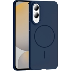 Samsung Galaxy S25 Edge ile Uyumlu Kılıf Magsafe Şarj Özellikli Ruby Silikon Kapak - Lacivert