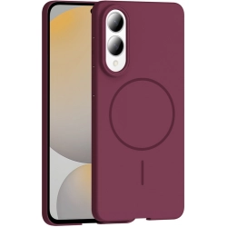 Samsung Galaxy S25 Edge ile Uyumlu Kılıf Magsafe Şarj Özellikli Ruby Silikon Kapak - Mürdüm