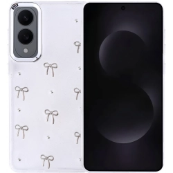 Samsung Galaxy S25 Edge Kılıf Airbag Tasarımlı Desenli Simli Şeffaf Kutup Kapak, Tam Uyumlu - Fiyonk