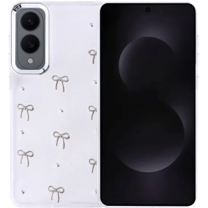 Samsung Galaxy S25 Edge Kılıf Airbag Tasarımlı Desenli Simli Şeffaf Kutup Kapak, Tam Uyumlu - Fiyonk