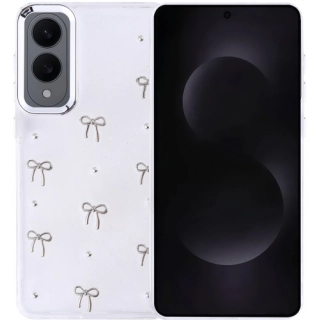 Samsung Galaxy S25 Edge Kılıf Airbag Tasarımlı Desenli Simli Şeffaf Kutup Kapak, Tam Uyumlu - Fiyonk