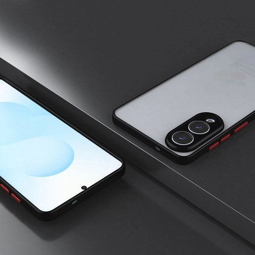 Samsung Galaxy S25 Edge Kılıf Kamera Korumalı Arkası Şeffaf Mat Silikon Kapak - Siyah