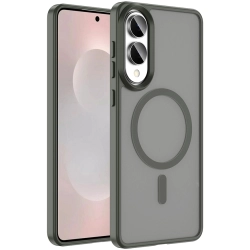 Samsung Galaxy S25 Edge Kılıf Magsafe Şarj Özellikli Renkli Mat Arka Yüzey Sio Kapak - Gri