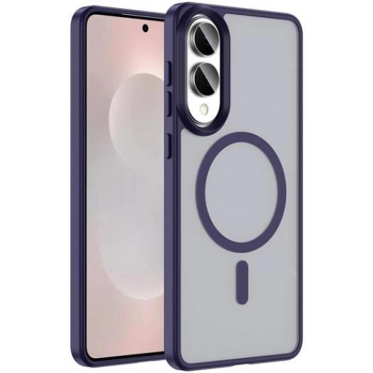 Samsung Galaxy S25 Edge Kılıf Magsafe Şarj Özellikli Renkli Mat Arka Yüzey Sio Kapak - Koyu Mor